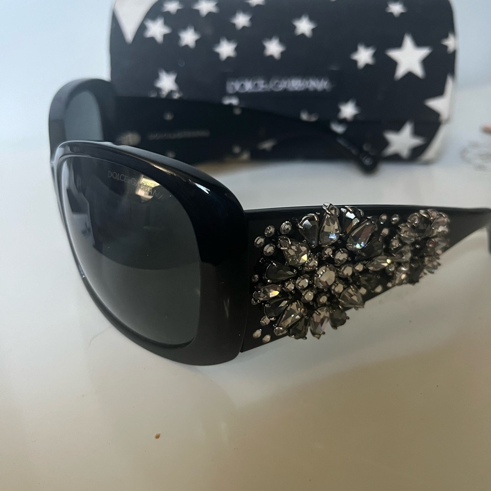 Dolce & Gabbana Black Crystal Rhinestone Sunglasses